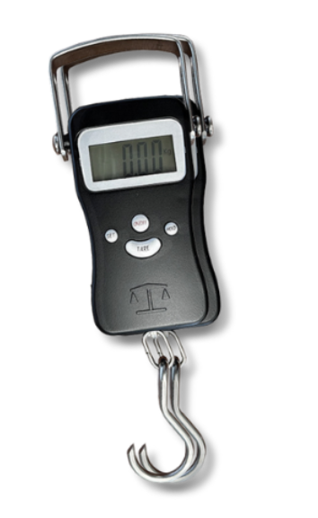 Digital Hanging Scale – 110 lbs / 50 kg Capacity with Built-In Measuring Tape