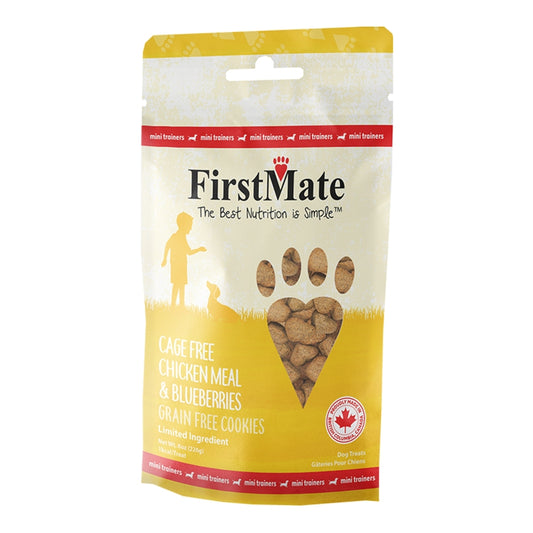 FirstMate Grain-Free Mini Chicken & Blueberry Dog Treats – Biscuit Style (8oz Bag)