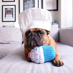 ZippyPaws Blue Cupcake Plush Dog Toy, Soft & Cuddly- Blue
