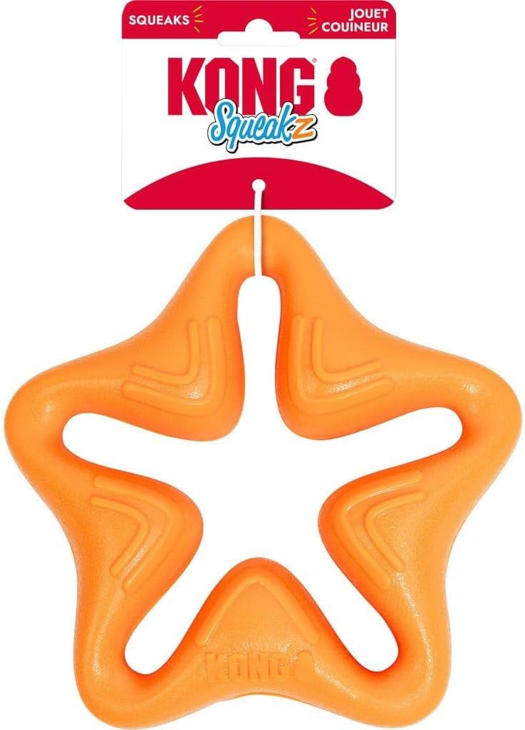 KONG Squeakz Star Dog Toy – Large Orange