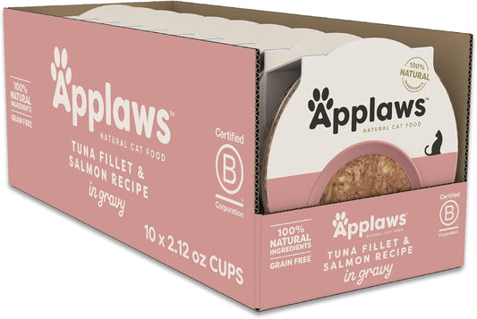 Applaws Natural Tuna Fillet & salmon in Gravy Wet Cat Food – 10 Pack (2.12 oz Pouches)