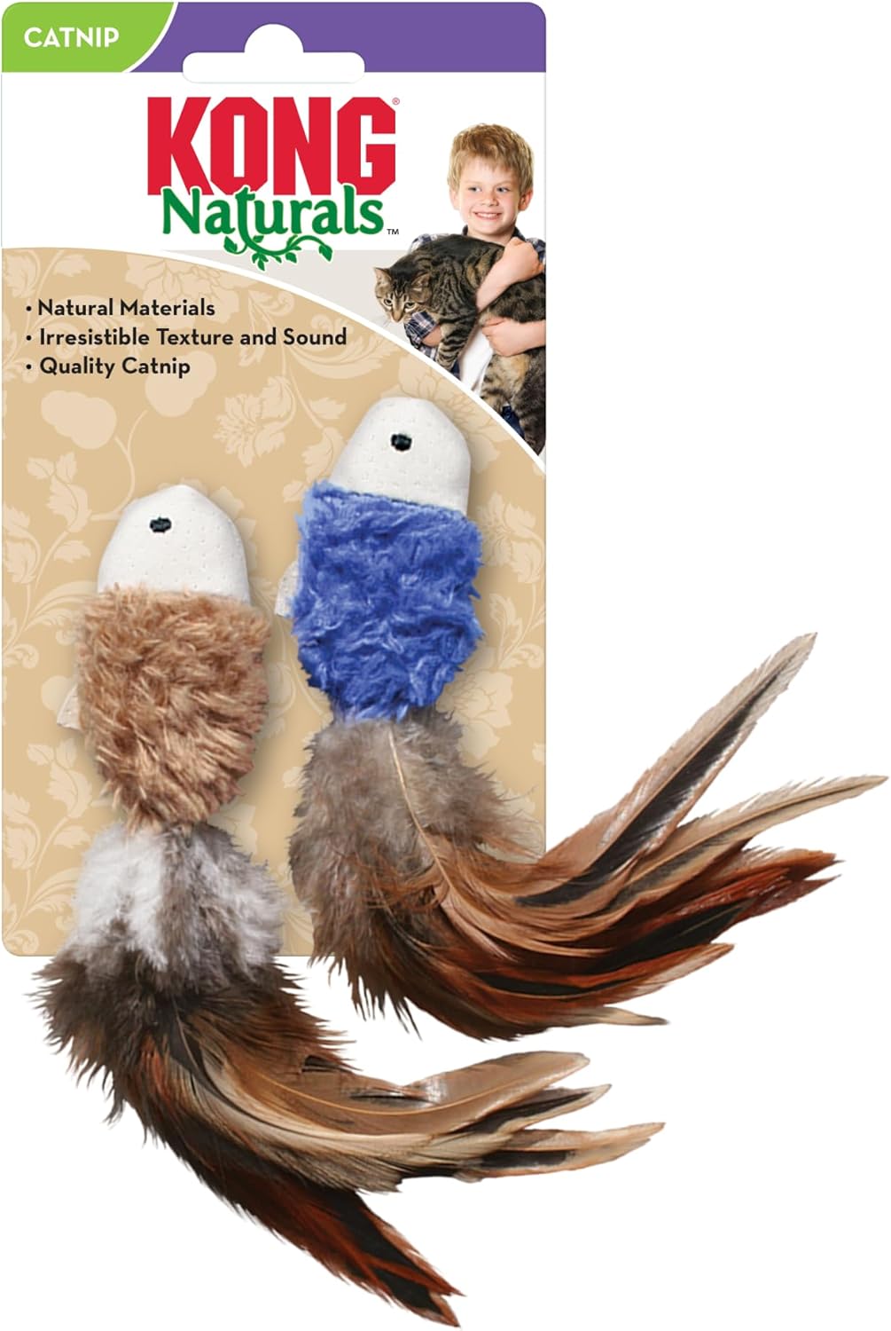 KONG Natural Crinkle Fish Catnip Toy – One Size 2 Pack