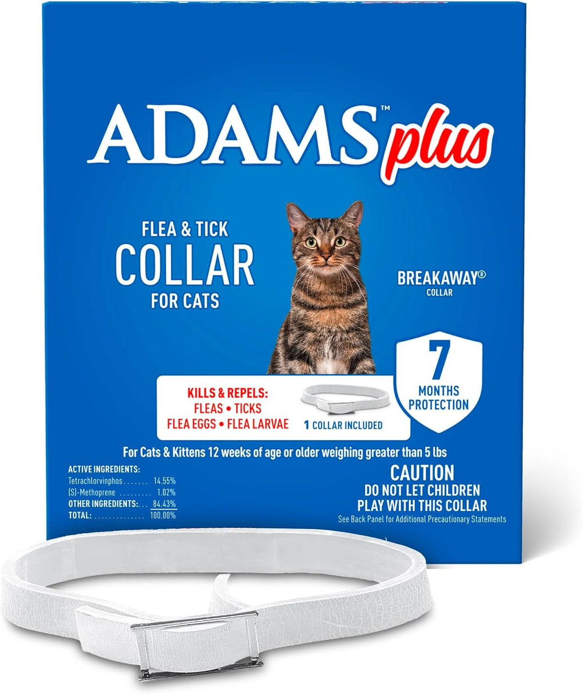 ADAMS Plus Flea & Tick Collar for Cats – 1 Count