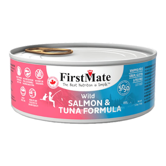 FirstMate Wild Salmon & Tuna Wet Cat Food (Pâté) – 5.5oz Cans (Case of 24)