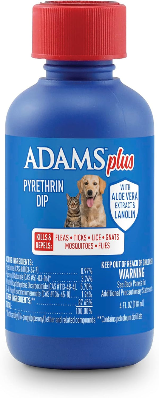 ADAMS Plus Pyrethrin Flea Dip for Dogs & Cats – 4 fl oz