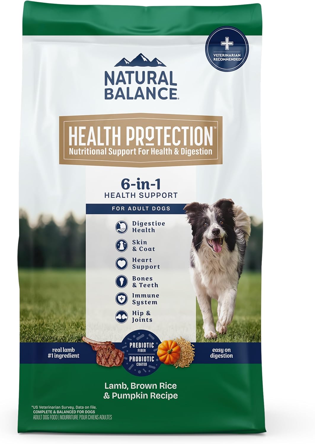 Natural Balance Health Protection Dry Dog Food – Whole Body Health, Easy on Digestion Dog Food Made with Lamb, Brown Rice & Pumpkin for Dogs - 4lbs.