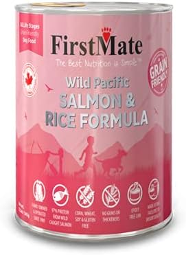 FirstMate Grain Friendly Salmon & Rice Wet Dog Food (Pâté) – 12.2oz Can (Single)
