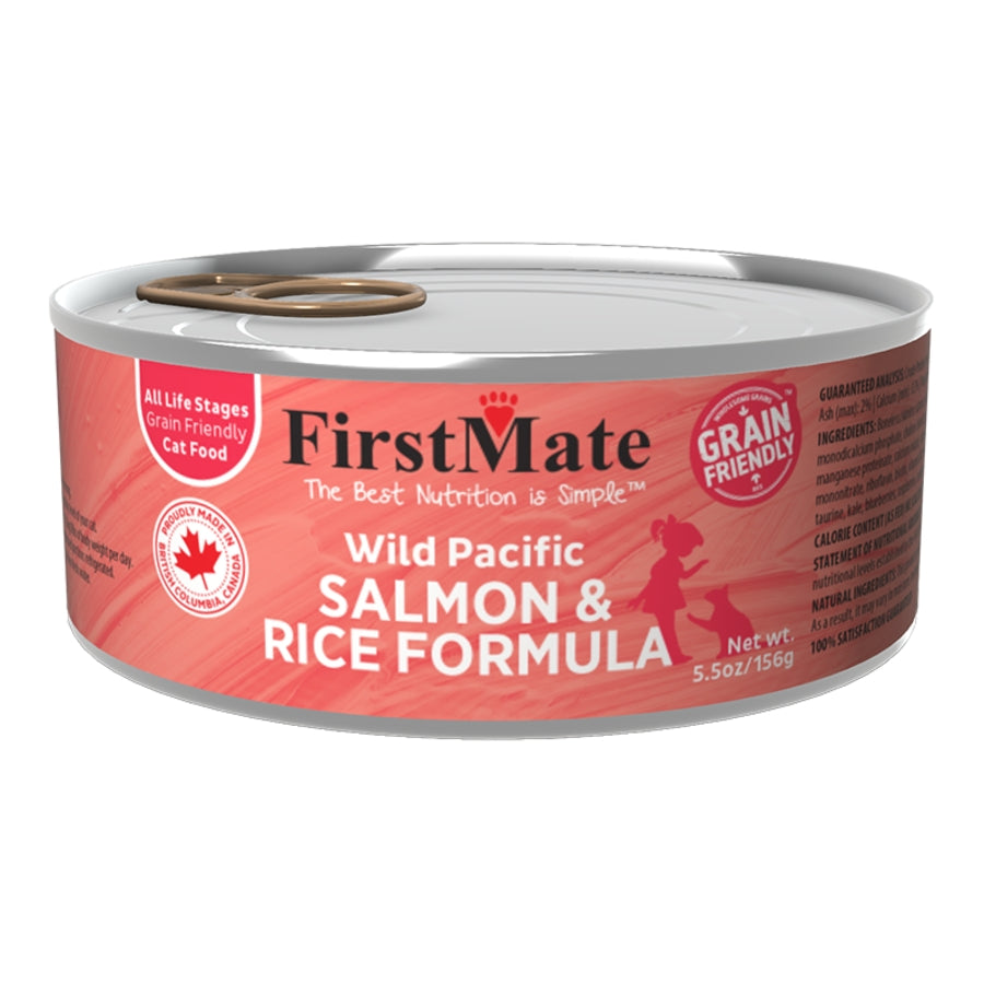 FirstMate Wild Salmon & Rice Wet Cat Food (Pâté) – 5.5oz Cans (Case of 24)
