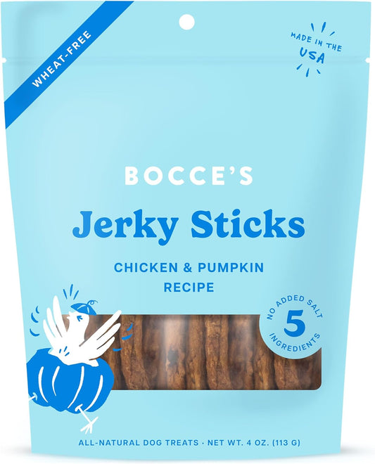 Bocce's Bakery Jerky Stick Dog Treats – Chicken & Pumpkin, 4 oz