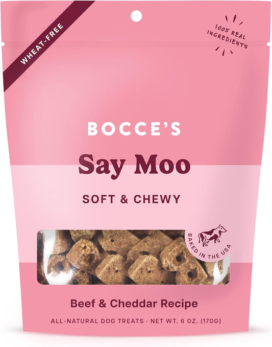 Bocce's Bakery Oven Baked Say Moo Treats – Beef & Cheddar, 6 oz