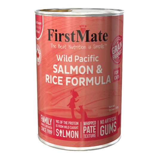 FirstMate Wild Salmon & Rice Wet Cat Food (Pâté) – 12.2oz Cans (Case of 12)