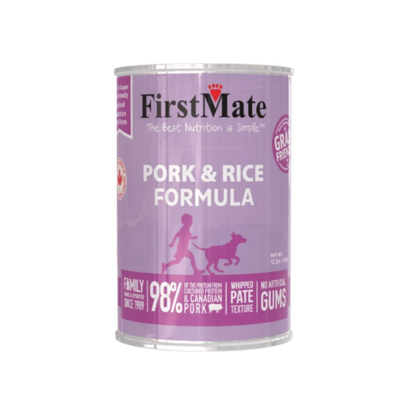 FirstMate Pork & Rice Wet Dog Food (Pâté) – 12.2oz Cans (Case of 12)