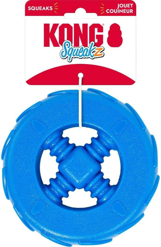 KONG Squeakz Wheel Dog Toy – Medium Blue
