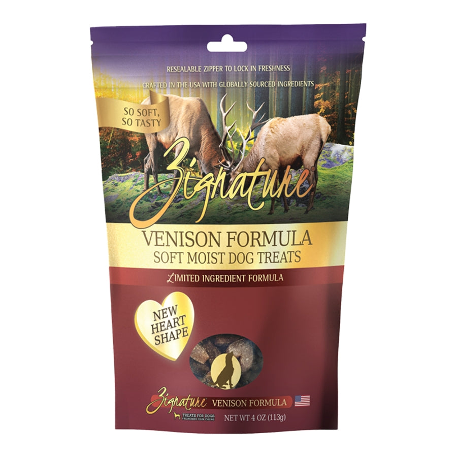 Zignature Dog Soft & Moist Grain-Free Venison Treats – 4 oz
