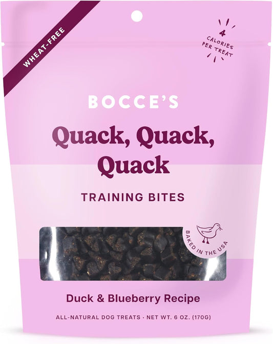 Bocce's Bakery Quack, Quack, Quack Training Treats – Duck & Blueberry, 6 oz