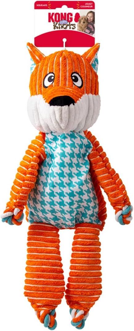KONG Floppy Knots – Fox (Extra Large) – No-Stuffing Squeaky Rope & Plush Dog Toy