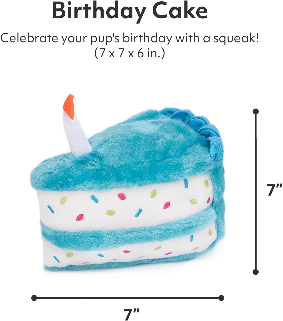 ZippyPaws NomNomz Plush Blue Birthday Cake Dog Toy