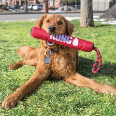 KONG Signature Stick with Rope Dog Toy – Medium Red