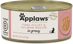 Applaws Natural Tuna Fillet & Salmon in Gravy Wet Cat Food – 24 Pack (2.47 oz Cans)