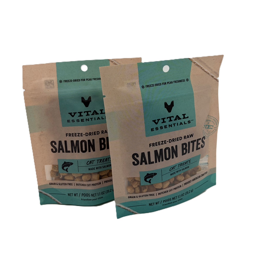 Vital Essentials Freeze Dried Raw Salmon Treats, for Cats, 1.1 oz, Multi-Pack