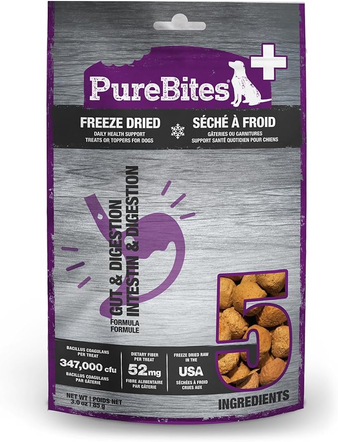 PureBites+ Freeze Dried Cat Treats | Gut & Digestion | 5 Ingredients | Made in USA