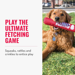 KONG Signature Stick with Rope Dog Toy – Medium Red
