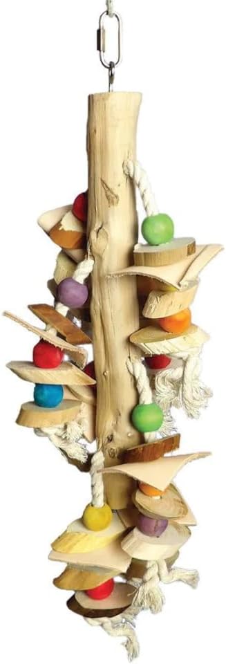 A&E CAGE COMPANY HB111 Happy Beaks Wood Hanging Cylinders Assorted Bird Toy, 5 by 20"