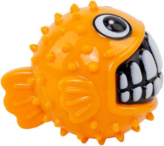 KONG Grinz Puffer Fish Dog Toy – Small Orange
