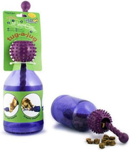 PetSafe Busy Buddy Tug-A-Jug - Treat-Dispensing Dog Toy - Slow Down Eating - 2 Cup Capacity - Lower Separation Anxiety - Cleans Teeth - Easy to Wash - Multi-Sensory Stimulation - Purple