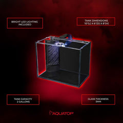 Aquatop Venti Professional Showcase Glass Aquarium Kit – All-in-One Freshwater with LED Light - Breza Air Pump & Replaceable Filter Cartridge