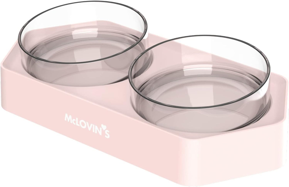 McLovin's 8 Degree Tilted Design Slanted Dual Angled Bowl for Dogs and Cats - Pink Tilted Dog Food Bowl Pet Feeder with Non-Skid & Non-Spill Design - Easier to Reach Food and Improve Digestion