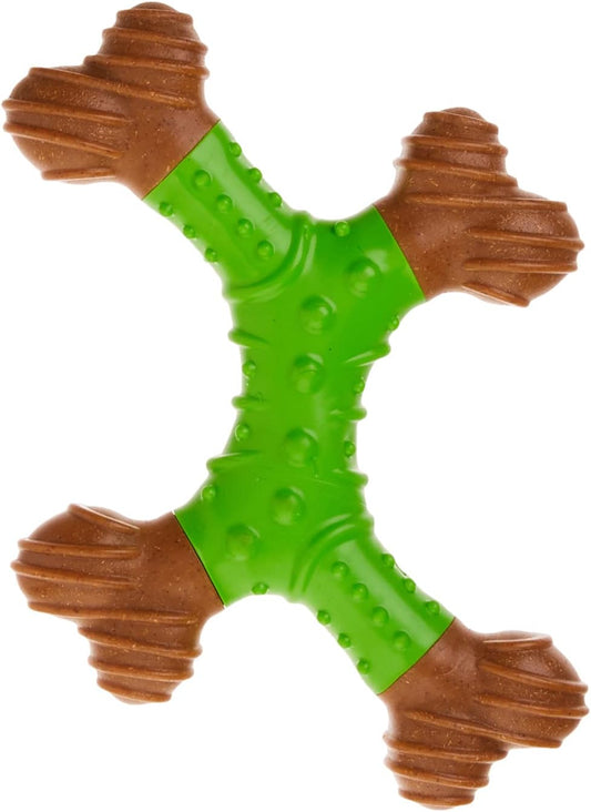 SPOT Bam-Bones Dental X-Bone - Made with Bamboo Fiber and a Massaging Rubber Center to Keep Teeth Clean, Durable Oral Care Dog Chew for Light Chewers & Teething Puppies Under 40lbs, 8in, Apple Flavor