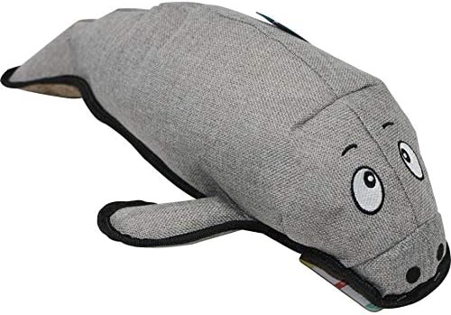 Snugarooz Murray The Manatee Plush Dog Toy with Repair Patch – Durable Crinkle & Squeaky Toy with Spiky Rubber Ball – Soft Chew Fun for Medium & Large Dogs