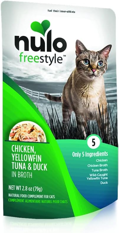 Nulo, Freestyle Chicken, Yellowfin Tuna & Duck in Broth Cat Food Pouch, 2.8 oz 24 Pack