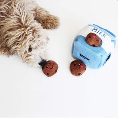 ZippyPaws Zippy Burrow Milk & Cookies Hide & Seek Puzzle Medium Dog Toy