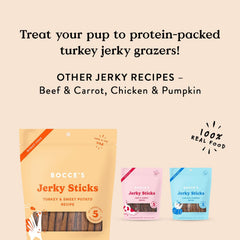Bocce's Bakery Jerky Stick Dog Treats – Turkey & Sweet Potato, 4 oz