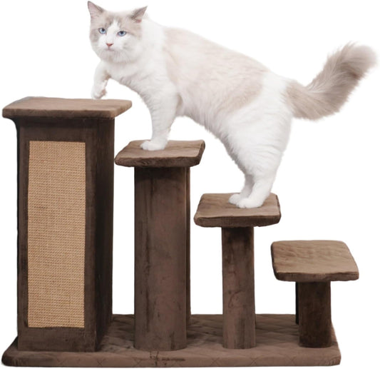 Petpals Zoso Multi-Functional Pet Stairs with Storage and Scratching Pad and Cute Mouse Toys, Suitable for Pets to Play and Engage in Activities