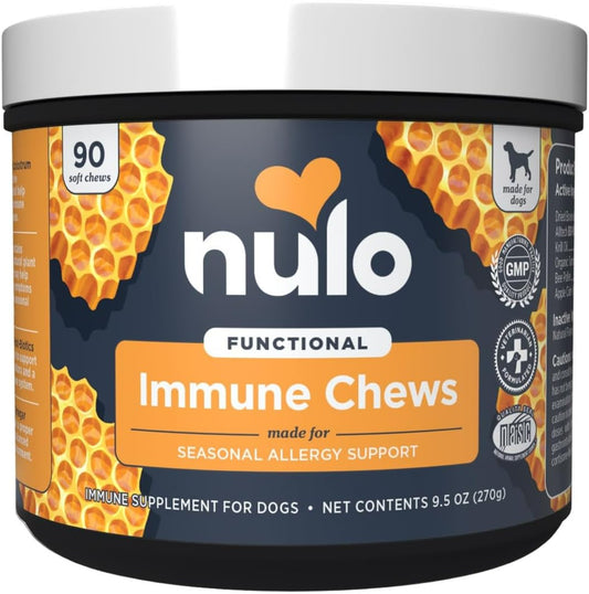 Nulo Functional Immune Dog Supplement and Multi-Vitamin, Made with Turmeric, Prebiotic and probiotics to Help Support Overall Healthy Immune System, 90 Soft Chews