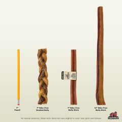 Redbarn Odor Free 7" Braided Bully Sticks for Dogs