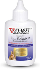 Zymox Enzymatic Ear Solution with 0.5% Hydrocortisone for Cats & Kittens, 1.25 oz. – Cleans & Refreshes Ear Canal for Relief from Wax, Dirt Buildup, Itchiness, Irritation, Inflammation & Redness