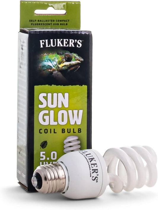 Fluker's Sun Glow 5.0 UVB Fluorescent Coil Bulb for Tropical Reptiles, Reptile Heat Light Stimulates Natural Synthesis of Vitamin D in Captive Reptiles