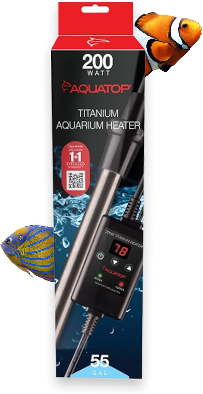 Aquatop Titanium Heater with Controller - Fully Submersible - Adjustable Temperature - for Turtles & Large Fish for Turtles & Large Fish