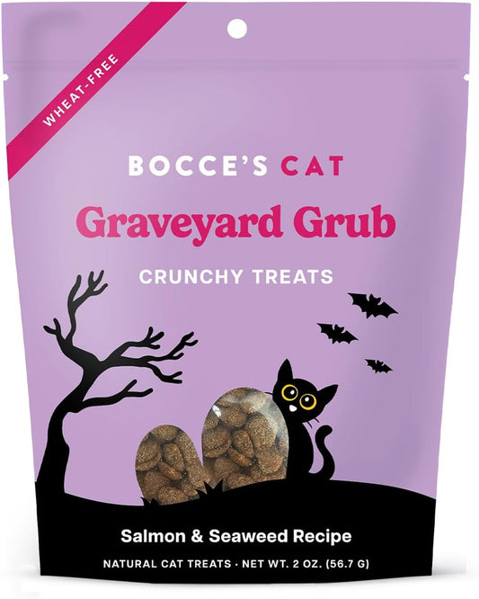 Bocce's Bakery All-Natural, Seasonal, Graveyard Grub Cat Treats, Wheat-Free, Limited-Ingredient Soft & Chewy Treats Inspired by Halloween, 2 oz