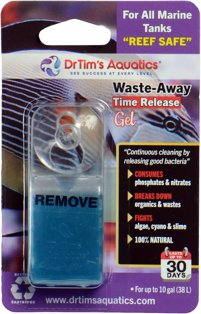 DrTim's Aquatics Reef Safe Waste-Away Time Release Gel – Natural Fish Tank & Aquarium Leave-in Waste Management Solution for Dissolving Cleaning Organic Sludge - Small