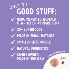 Health Extension Grain Free Buffalo & Whitefish Little Bites (23.5 lb / 10.66 kg) - Small Kibble Formula with Omega 3 & Whole Foods for Teacups, Toys & Miniature Dogs