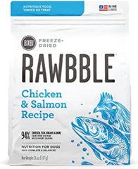 BIXBI Rawbble Freeze Dried Dog Food, Chicken & Salmon Recipe, 26 oz - 94% Meat and Organs, No Fillers - Pantry-Friendly Raw Dog Food for Meal, Treat or Food Topper - USA Made in Small Batches