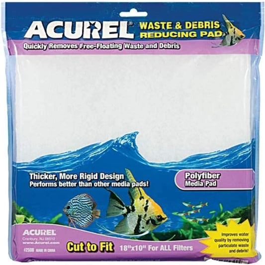 Acurel LLC Waste and Debris Reducing Media Pad, Aquarium and Pond Filter Accessory, 10-Inch by 18-Inch