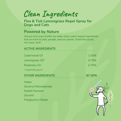 kin+kind Plant-Based Flea & Tick Spray for Dogs and Cats with Lemongrass - Essential for Flea & Tick Treatment - Flea Spray for Dogs and Cats - Pet Supplies