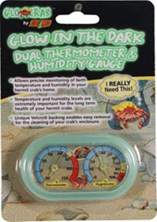 Zoo Med Hermit Crab Home Dual Thermometer & Humidity Gauge Glow in The Dark
