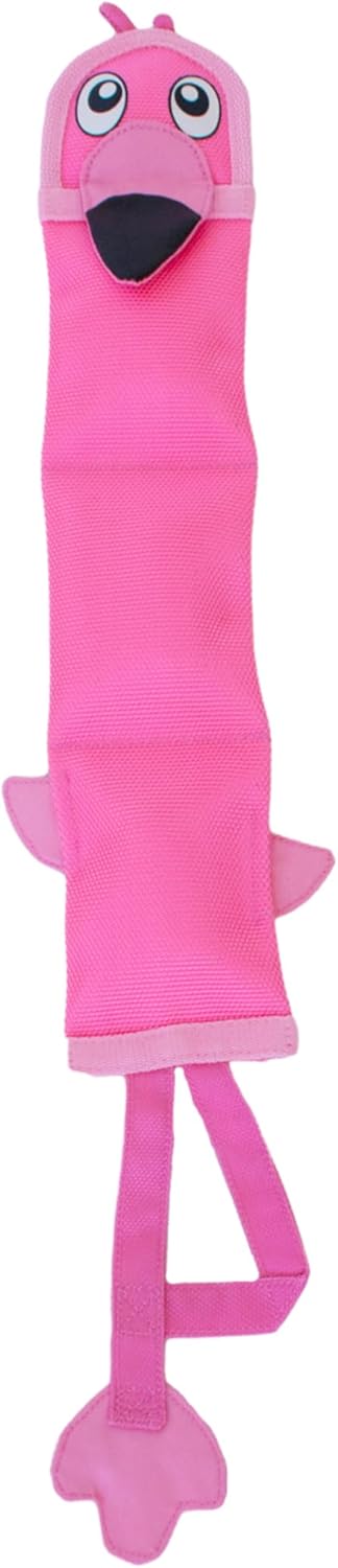 Outward Hound Fire Biterz Flamingo Plush Firehose Material Interactive Dog Toy, Large